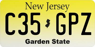 NJ license plate C35GPZ