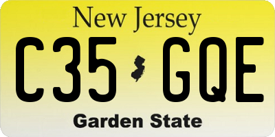 NJ license plate C35GQE