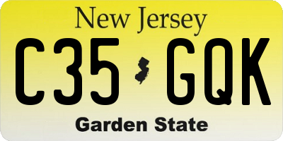 NJ license plate C35GQK