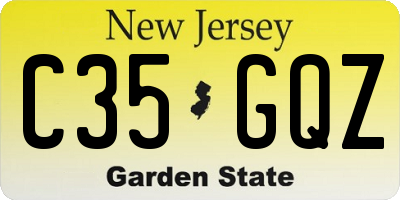 NJ license plate C35GQZ