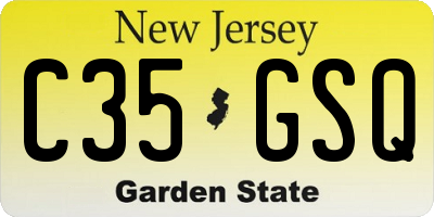 NJ license plate C35GSQ