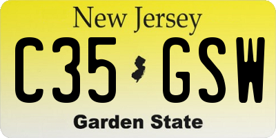 NJ license plate C35GSW