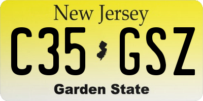 NJ license plate C35GSZ