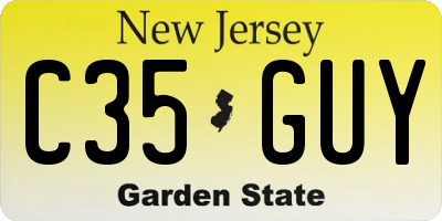 NJ license plate C35GUY