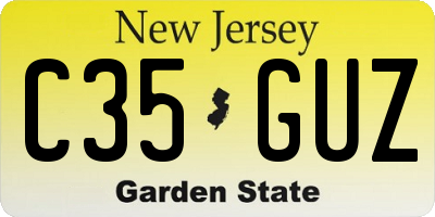 NJ license plate C35GUZ