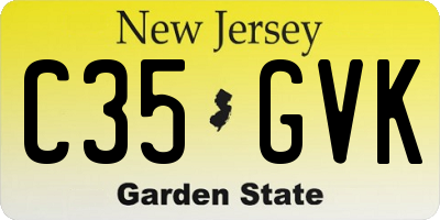 NJ license plate C35GVK