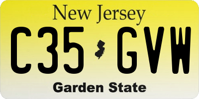 NJ license plate C35GVW