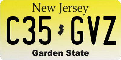 NJ license plate C35GVZ