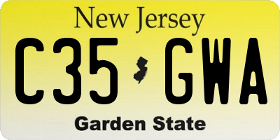 NJ license plate C35GWA