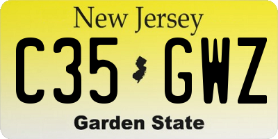 NJ license plate C35GWZ