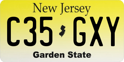 NJ license plate C35GXY