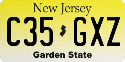 NJ license plate C35GXZ