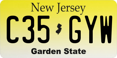 NJ license plate C35GYW