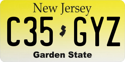 NJ license plate C35GYZ