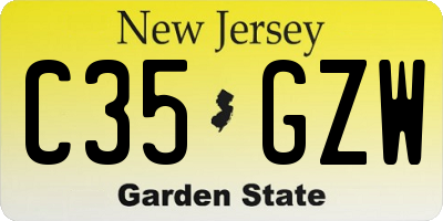 NJ license plate C35GZW