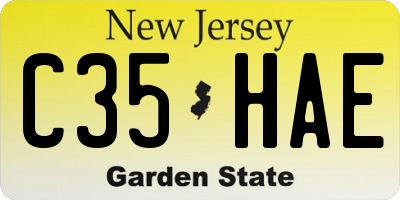 NJ license plate C35HAE