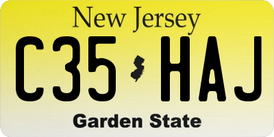 NJ license plate C35HAJ