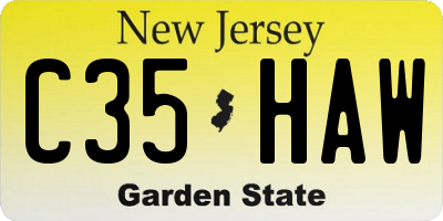 NJ license plate C35HAW