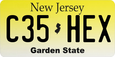 NJ license plate C35HEX