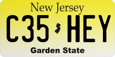 NJ license plate C35HEY