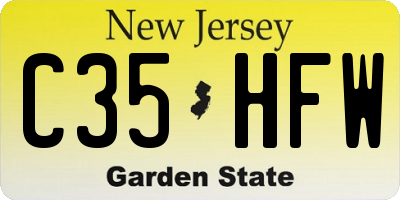 NJ license plate C35HFW