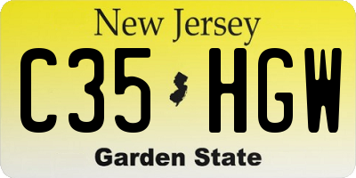 NJ license plate C35HGW