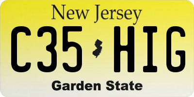 NJ license plate C35HIG