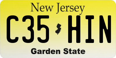 NJ license plate C35HIN