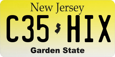 NJ license plate C35HIX