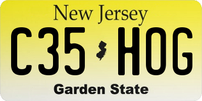 NJ license plate C35HOG