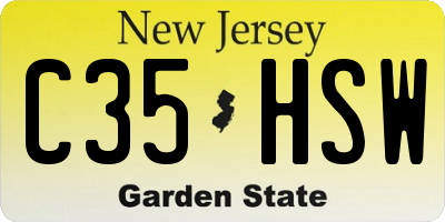 NJ license plate C35HSW