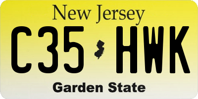 NJ license plate C35HWK