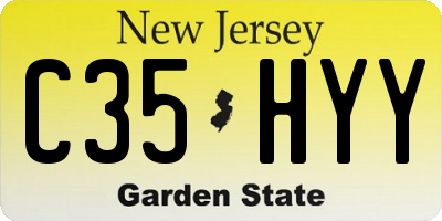 NJ license plate C35HYY