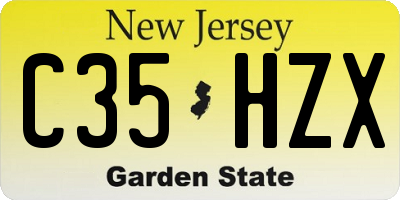 NJ license plate C35HZX