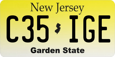 NJ license plate C35IGE
