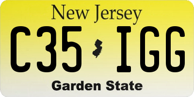 NJ license plate C35IGG