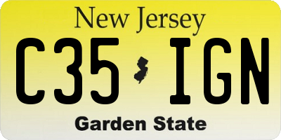 NJ license plate C35IGN