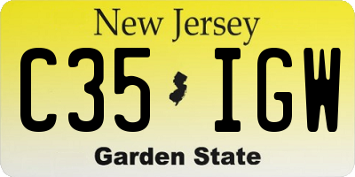 NJ license plate C35IGW