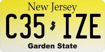 NJ license plate C35IZE
