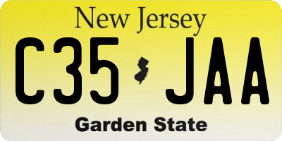 NJ license plate C35JAA