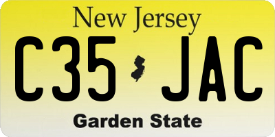 NJ license plate C35JAC