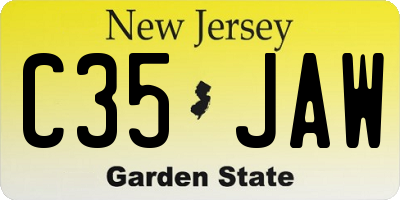 NJ license plate C35JAW