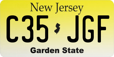 NJ license plate C35JGF