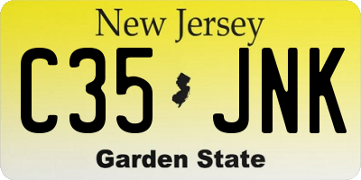 NJ license plate C35JNK