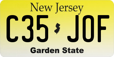NJ license plate C35JOF