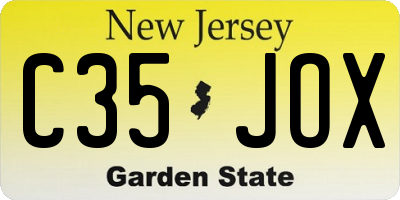 NJ license plate C35JOX