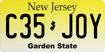 NJ license plate C35JOY