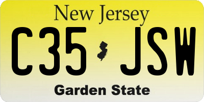 NJ license plate C35JSW