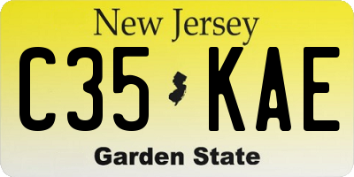 NJ license plate C35KAE