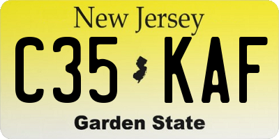 NJ license plate C35KAF